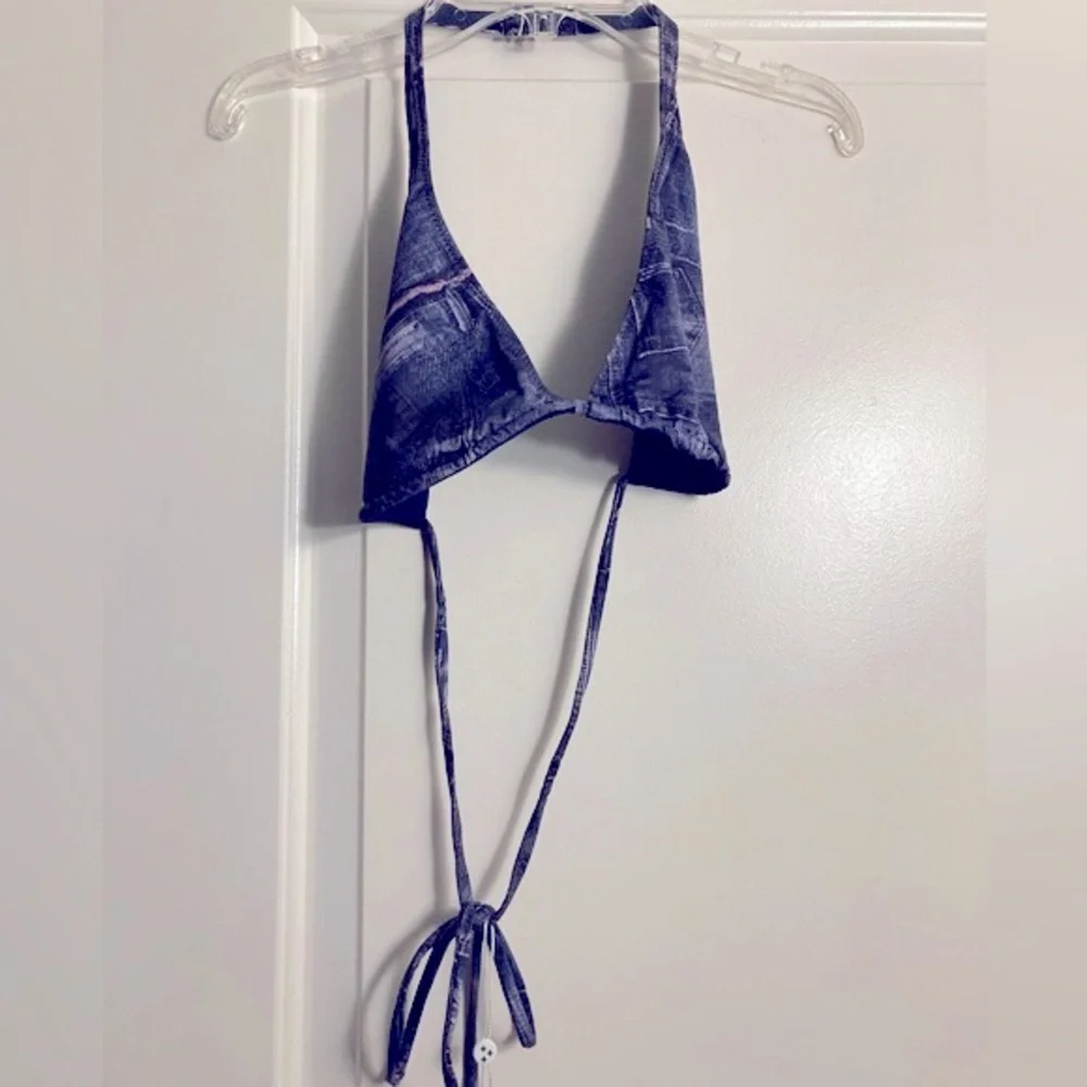 Frankies Bikini Halter Top and High Waist Bottom Set NWT